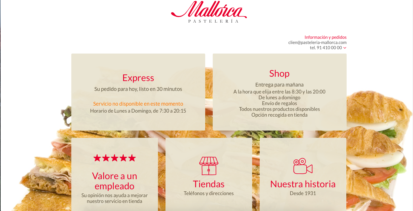Captura de la Web de Pasteler&iacute;a Mallorca